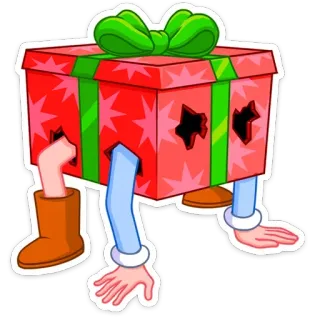 🎁 1ac55a62 cadeau, geschenk, doos, grappig, cartoon, illustratie, personage telegram sticker