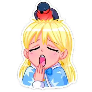 😴 375e9c34 Anime, Schattig, Gapen, Cartoon, Slaperig, Vogel telegram sticker