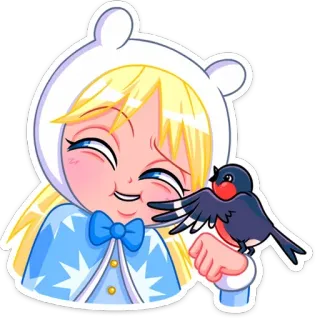 ☺️ 3bc46916 Cartoon, Meisje, Vogel, Personage, Dier, Schattig telegram sticker