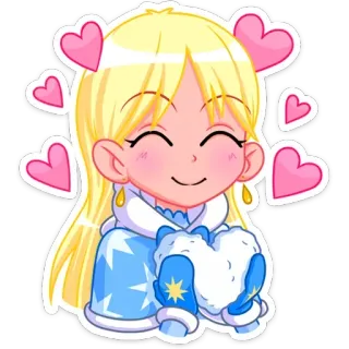 😍 668633da anime meisje, hartjes, schattig, cartoon, liefde, blond haar telegram sticker