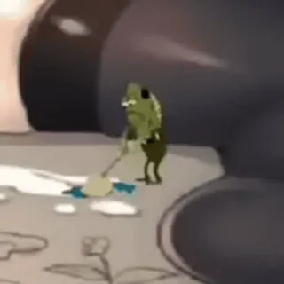 🧹 cecb48f2 kebersihan, kartun, katak, penjaga, mengepel, antropomorfik whatsapp sticker