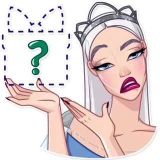 🤨 61d842e1 question, expression, cartoon, princess, woman, doubt, gesture telegram sticker