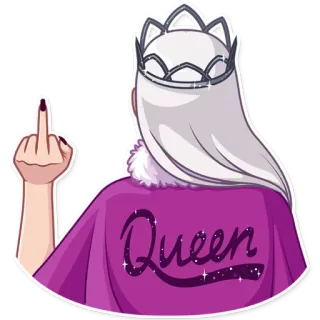 🖕 cc5bf152 Queen queen, middle finger, crown, sassy, attitude, princess telegram sticker