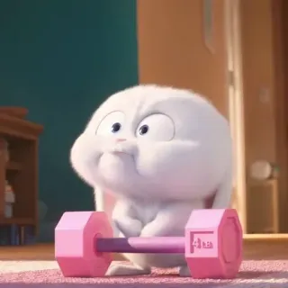 🌟 3021f027 Snowball The Secret Life of Pets królik, królik, hantla, ćwiczenia, słodki, zwierzę, zwierzak whatsapp sticker