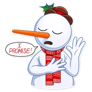 🤞 ec0c15a0 I PROMISE! 雪人, 承诺, 围巾, 冬天, 胡萝卜鼻子, 节日, 卡通 telegram sticker