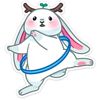 🕺 eea0113e cute, rabbit, hula hoop, deer, kawaii whatsapp sticker