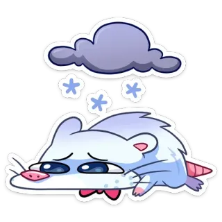 ❄️ 06794d91 опоссум, грустный, облако, снег, стикер, мультик, зима, животное telegram sticker