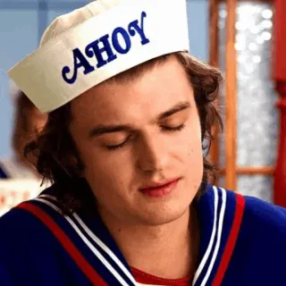 ♠️ 384eca05 Steve Harrington Stranger Things AHOY стив харрингтон, очень странные дела, эхой, матросская шапка whatsapp sticker