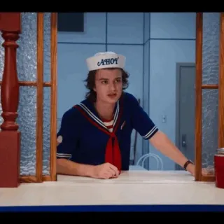 ♠️ ea6e98aa Steve Harrington Stranger Things AHoy стив харрингтон, очень странные дела, сериал, моряк, эй whatsapp sticker