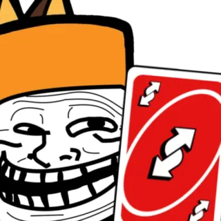 😏 7ca023fa troll face, meme, uno reverse card, playing card, internet meme telegram sticker