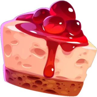 🍰 340d7927 cheesecake, hidangan penutup, ceri, makanan, potongan, manis, camilan telegram sticker