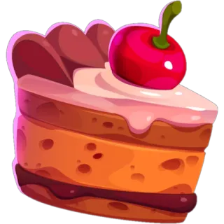 🍰 b410744e kue, hidangan penutup, ceri, makanan, manis, potongan kue telegram sticker