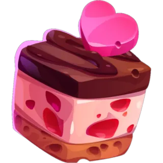 💖 d31d62ec kue, hidangan penutup, manis, hati, merah muda, potongan kue telegram sticker