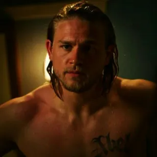 😐 32c2165e Jax Teller Sons of Anarchy charlie hunnam, serial tv, motocykl, tatuaż, bez koszulki telegram sticker