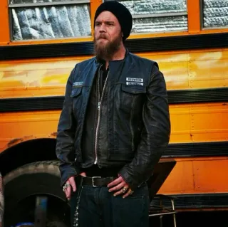 😎 b963136b Sons of Anarchy klub motocyklowy, motocyklista, skórzana kurtka, Jax Teller, gang motocyklowy, SOA telegram sticker