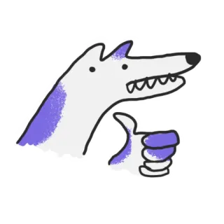 👍 bfa0e21d anjing, jempol, kartun, binatang, gestur, ilustrasi whatsapp sticker