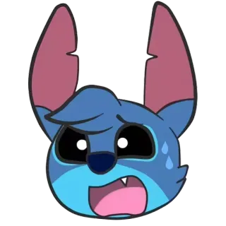 😨 344db4b4 Stitch Stitch, postać z kreskówki, Disney, obcy, niebieski, słodki, smutny telegram sticker
