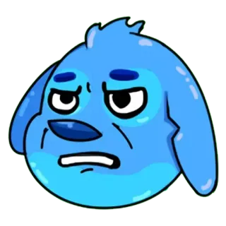 😶 3fa6a16b kreskówka, niebieski pies, emocje, smutny, przygnębiony telegram sticker