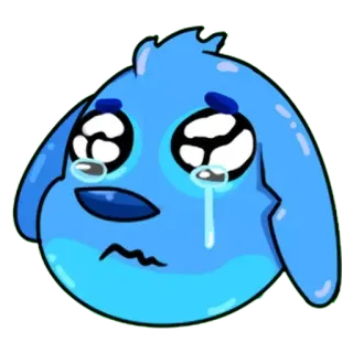 ☹️ d1060e49 niebieski, płaczący, smutny, kreskówka, emocje, postać, pies, szczeniak telegram sticker