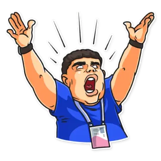 😳 4e2c33da Kreskówka, Mężczyzna, Wyraz, Zły, Krzyk, Naklejka, Podniesione ręce telegram sticker