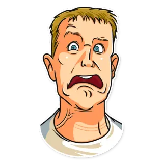 😱 7a07297a zszokowana twarz, mężczyzna, ekspresja, zaskoczenie, kreskówka, naklejka telegram sticker