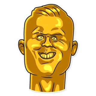 😀 ea6d0341 złota głowa, postać z kreskówki, naklejka, emoji, mem, śmieszne telegram sticker