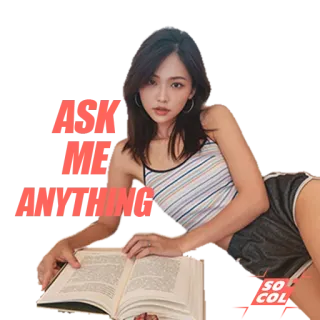 🙋‍♀️ 1351dcc0 ASK ME ANYTHING gadis, buku, pertanyaan, membaca, bertanya, apa saja telegram sticker