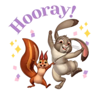 👯 05f389d7 Hooray! ăn mừng, động vật, sóc, thỏ, hoan hô, hào hứng telegram sticker
