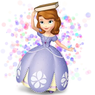 🙆 0f2ed89c Sofia công chúa, sách, phim hoạt hình, cô gái, váy tím telegram sticker