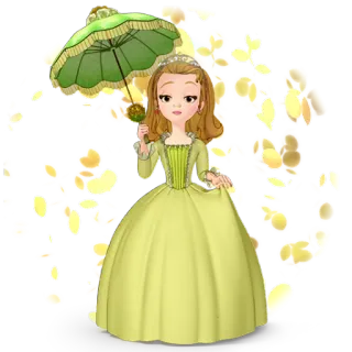 ☂ c7cef9de Sofia công chúa, hoạt hình, animated, nhân vật, bé gái, váy, ô, sofia đệ nhất telegram sticker