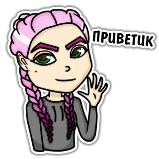 😃 8f4c582c ПРИВЕТИК Cartoon, Mädchen, winkend, Grüße, Hallo telegram sticker