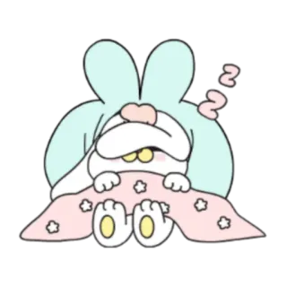 💤 a227ba88 coniglio, dormire, assonnato, cartone animato, carino, animale, coperta whatsapp sticker