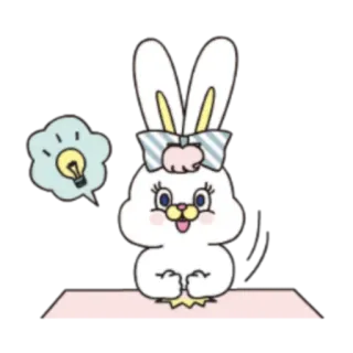 💡 c6fc8119 coniglio, carino, animale, lampadina, idea, cartone animato whatsapp sticker