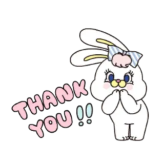 🙏 d4ddd8c0 THANK YOU !! grazie, coniglio, carino, saluto, gentile whatsapp sticker