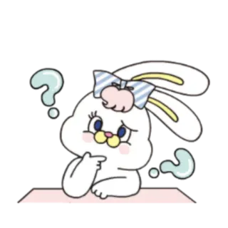 ❓ fa287310 coniglio, carino, kawaii, cartone animato, domanda, pensare, incerto whatsapp sticker