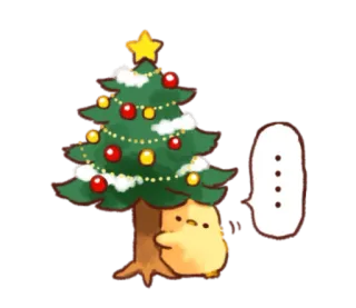 🐥 0187ac50 choinka, ozdoby, gwiazda, słodki, kreskówka, kaczka, święto, świąteczny telegram sticker