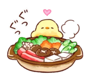 🐥 3206ab7f ぐつぐつ kurczak, hot pot, jedzenie, słodki, animowany, rysunek telegram sticker