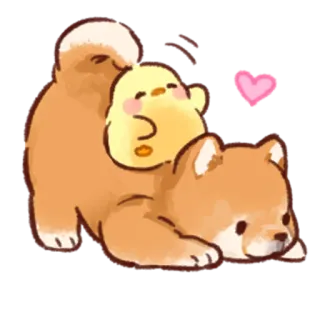 ❤️ f1b36668 dog, chicken, animals, cute, heart telegram sticker