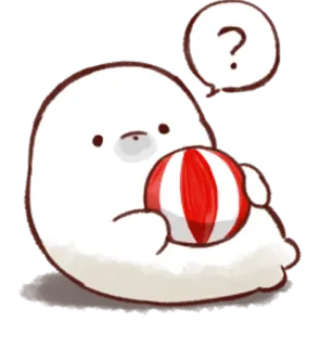 ❔ 359ee0dc милый, тюлень, вопросительный знак, мяч, мультфильм whatsapp sticker