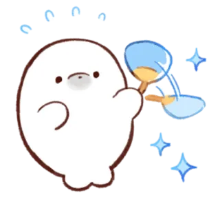 😤 534d97d0 милый, тюлень, животное, блестки, песочные часы, ожидание, песок whatsapp sticker