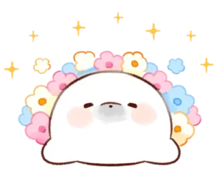 🌸 5c48601e милый, тюлень, цветок, кавайный, животное, мультяшный whatsapp sticker