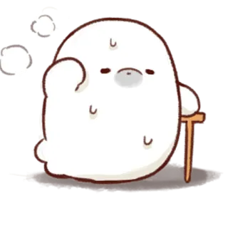 😓 b41eaff2 стикер, мультфильм, персонаж, белый, трость, пот, измученный whatsapp sticker