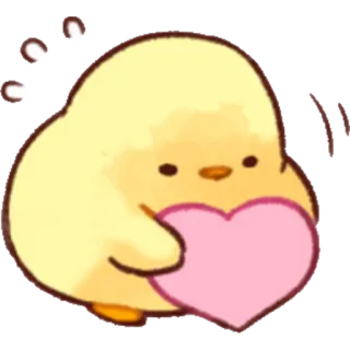 😓 351d1046 poussin, coeur, dessin animé, mignon, animal, amour, jaune, kawaii telegram sticker