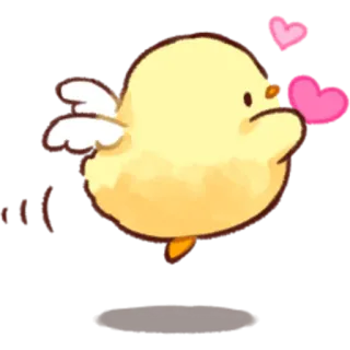 💗 63fe93da oiseau, cœur, mignon, jaune, dessin animé telegram sticker