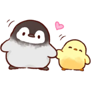 ☺️ a6a5f499 pingouin, poussin, coeur, mignon, animaux, amitié telegram sticker