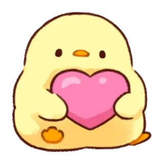 ❤️ bf590383 poussin, cœur, mignon, animal, amour, kawaii, jaune telegram sticker