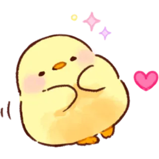 🥰 e6de2f1f poussin, mignon, kawaii, oiseau, animal, coeur, étoiles telegram sticker