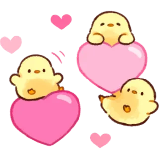 🥰 efe86b96 poussin, coeur, mignon, animal, oiseau telegram sticker