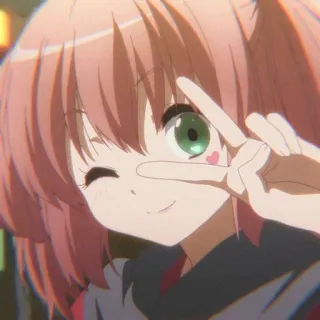 ✌️ 801a4f5d Anime, Cartone animato, Carino, Ragazza, Kawaii, Segno di pace, Occhiolino whatsapp sticker
