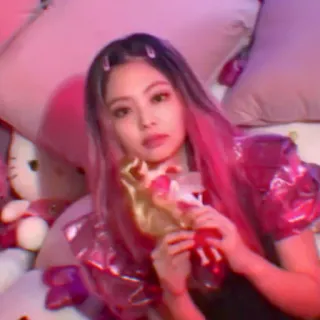 💘 b32b3baf kobieta, różowe włosy, portret, osoba, wewnątrz telegram sticker